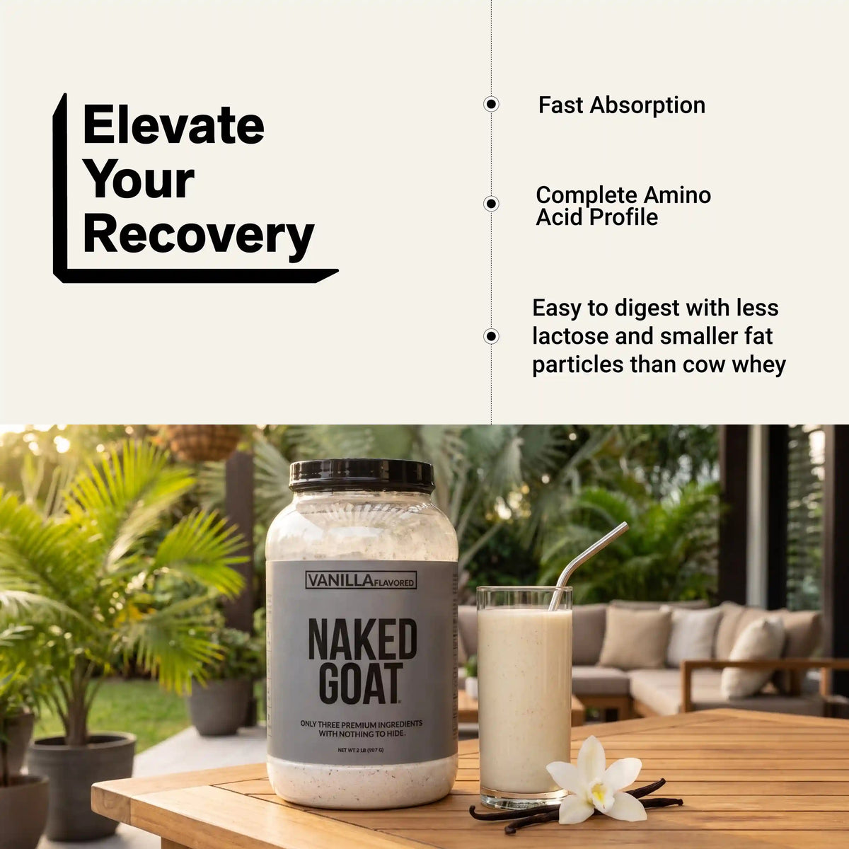 Vanilla Goat Whey Protein Powder | Naked Goat - 2lb